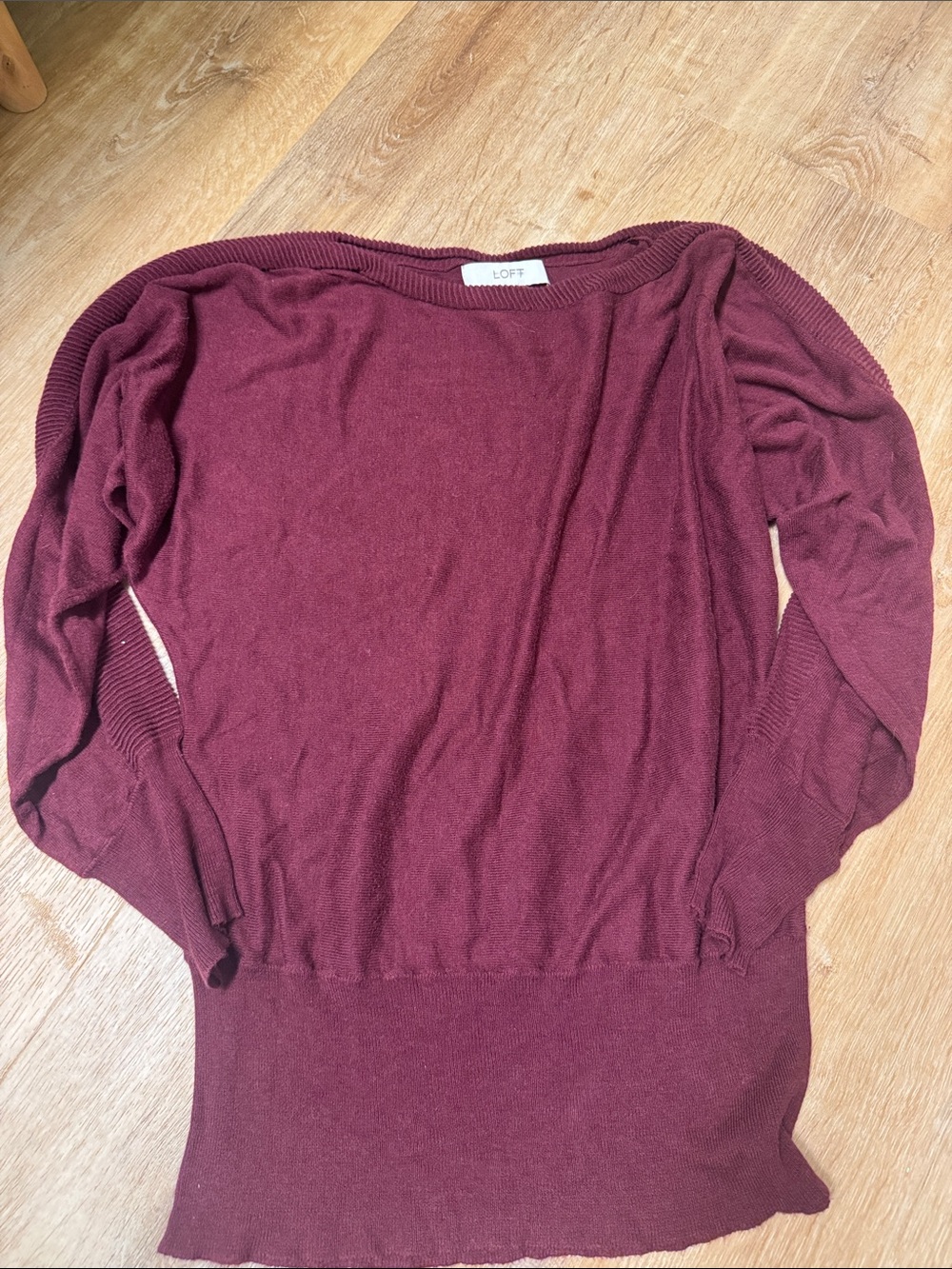 LOFT Maroon Boatneck Lightweight Sweater